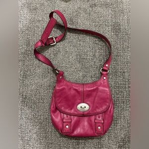 Fossil Maddox Berry Pink Crossbody Purse Messenger Bag